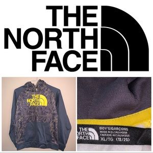 Boys XL North Face Yellow-Gray Zip Hoodie